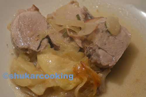 Rôti de porc au romarin et pommes caramélisées - Shukar Cooking