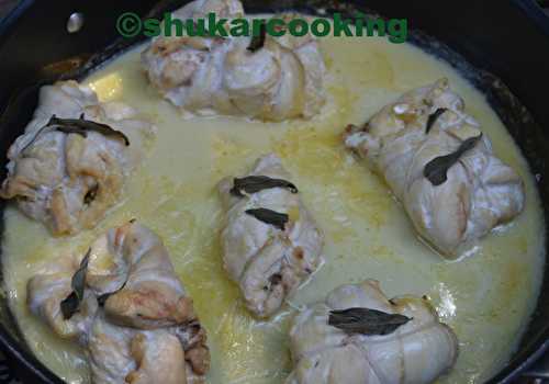 Roulés de poulet légers au camembert et à la sauge