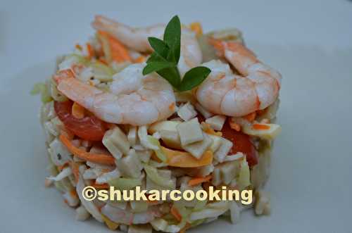 Salade de croset sarrasin, crevettes et surimi - Shukar Cooking