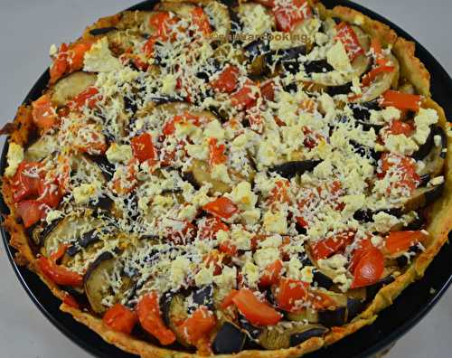 Tarte aubergine tomates pâte sablée à la feta