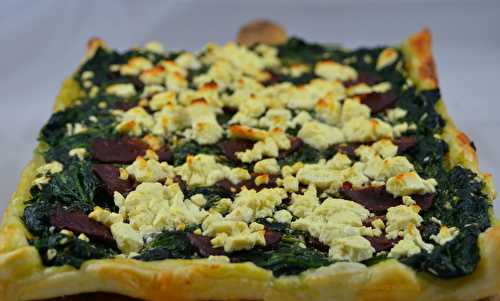 Tarte épinards feta magret fumé