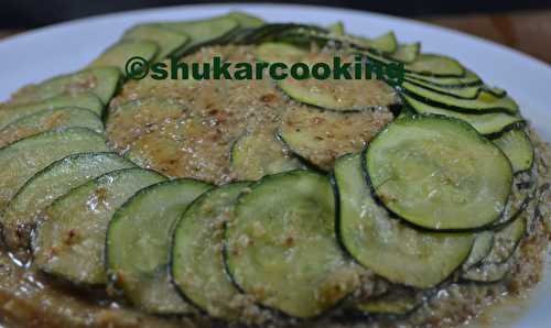 Tatin de courgettes et crème de pignons au miel