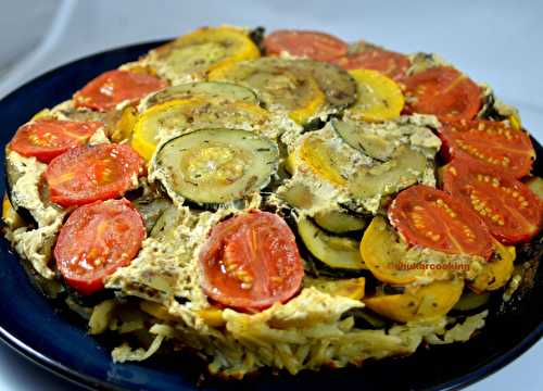 Tatin de légumes d’été en paillasson de pomme de terre