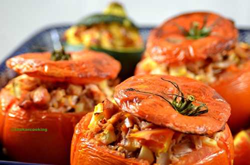 Tomates et courgette farcies au poulet fumé ou l’art d’accommoder les restes