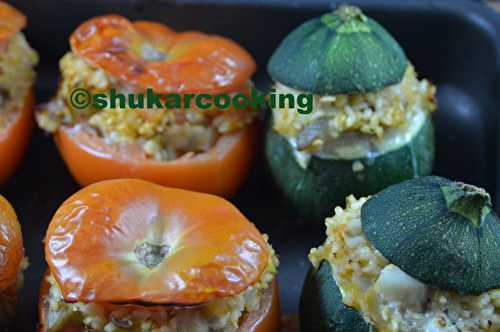 Tomates et courgettes farcies au poisson - Shukar Cooking