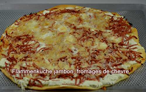 Flammenkuche jambon, fromages de chèvre