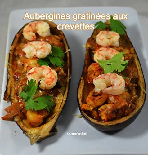 Aubergines gratinées aux crevettes