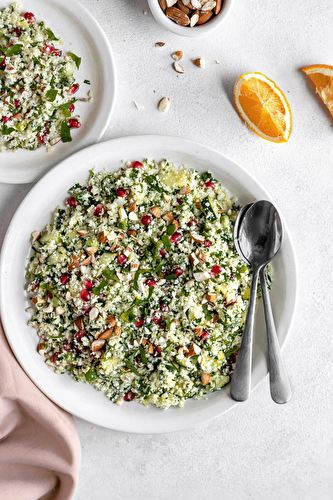 Salade de riz de chou-fleur et vinaigrette à l’orange