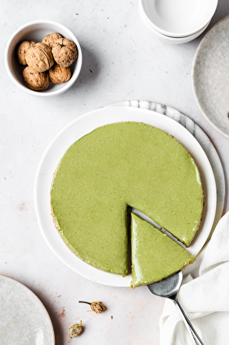 Gâteau au matcha vegan sans cuisson