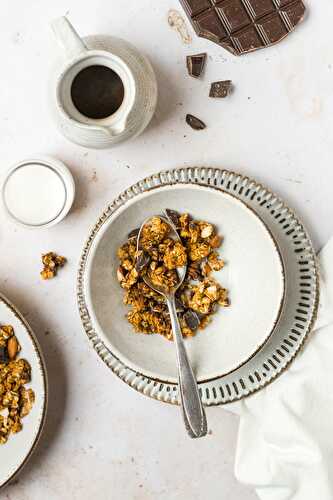 Granola à la citrouille et chocolat (vegan et santé)