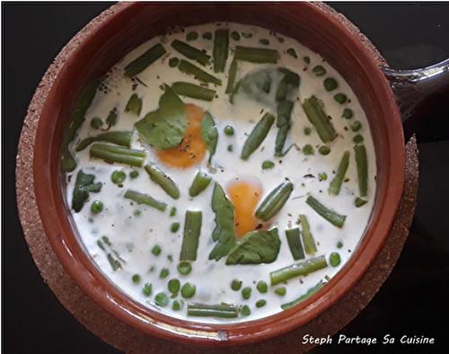 Oeufs cocotte aux légumes verts