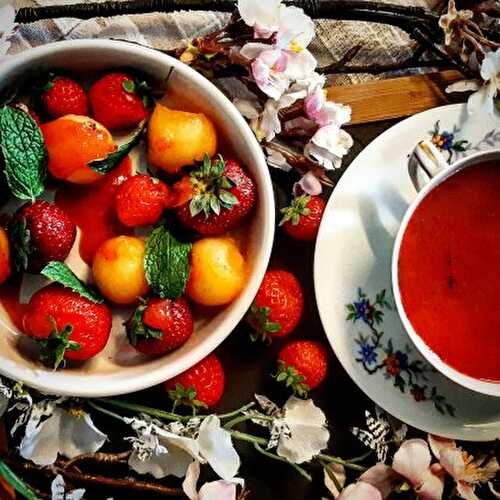 Salade de Fruits au Melon & aux Fraise