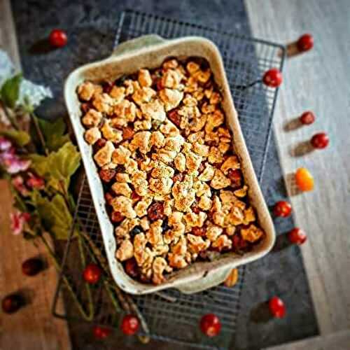 Crumble Tomate, Feta, Olive et Pesto de Roquette