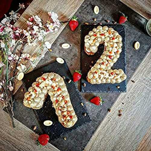 Number Cake Pistache, Chocolat Blanc et Fraise
