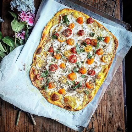 Flammekueche aux Tomates cerises et Curcuma