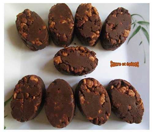 Bouchées de céréales au chocolat et au beurre de cacahuètes (sans cuisson) - sucreetepices.over-blog.com