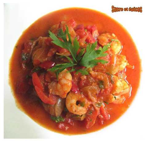 Crevettes en sauce basquaise