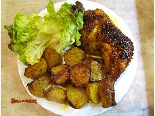 Cuisses de poulet et pommes de terre aux épices cuites au four