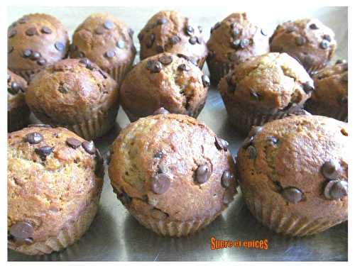 Muffins à la banane et aux pépites de chocolat - sucreetepices.over-blog.com