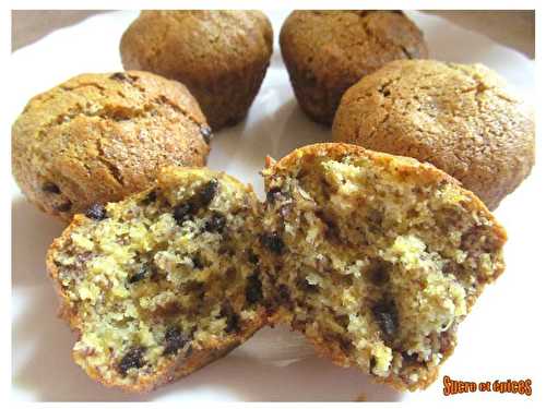 Muffins banane et pépites de chocolat sans gluten, sans oeufs et sans lactose (vegan) - sucreetepices.over-blog.com