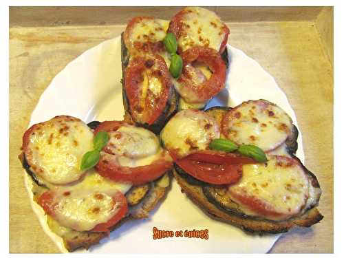 Tartines chaudes aubergines tomates mozzarella