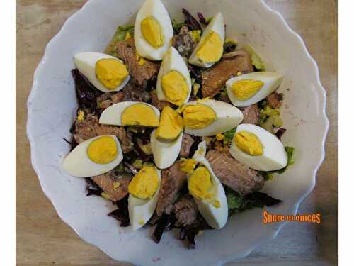 Salade de chou rouge aux sardines et oeufs - www.sucreetepices.com