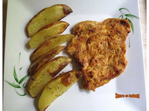 Escalopes de dinde au four au curry et yaourt, avec des pommes de terre - www.sucreetepices.com