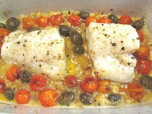 Filets de cabillaud aux tomates cerises et olives