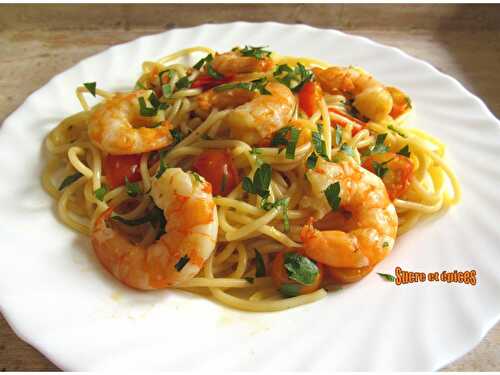 Spaghetti aux crevettes à l'italienne