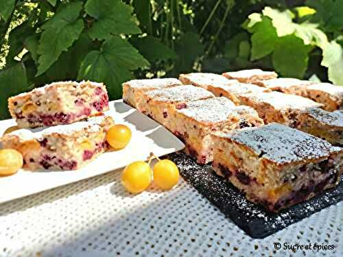 Gâteau moelleux aux mûres et aux mirabelles
