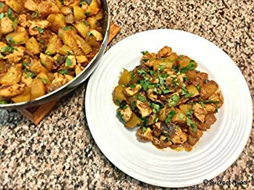 Ragoût de poulet aux pommes de terre et aubergines - Recette en vidéo