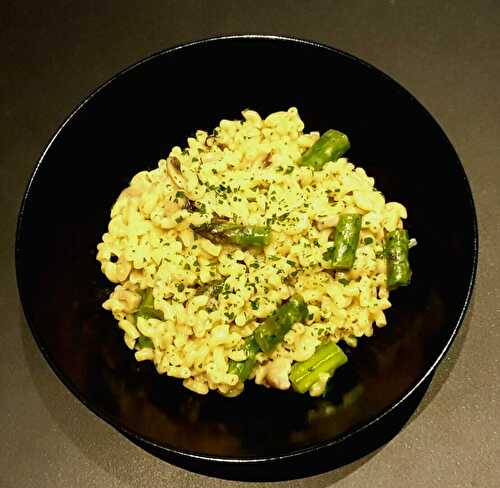 Risotto de coquillettes aux asperges vertes et aux champignons