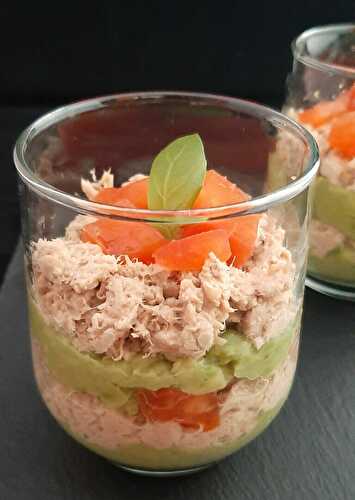 Verrine avocat thon tomate. Une recette d'apéro pour Noël