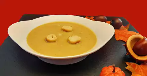 Velouté de potimarron et châtaignes. Une recette de soupe pour Halloween.