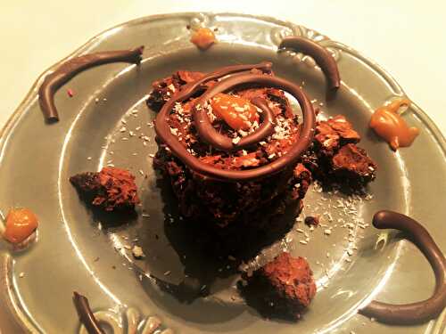 Brownie chocolat caramel au beurre salé et sa spirale au chocolat