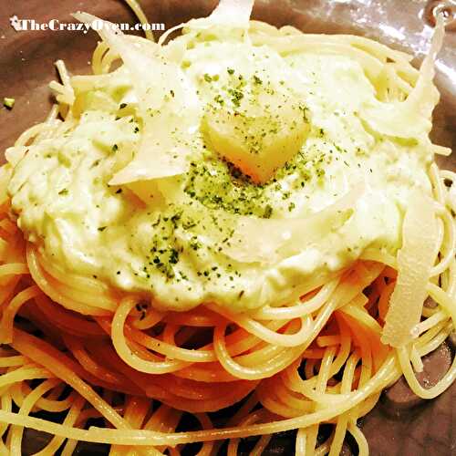 Spaghettis à la crème de courgette