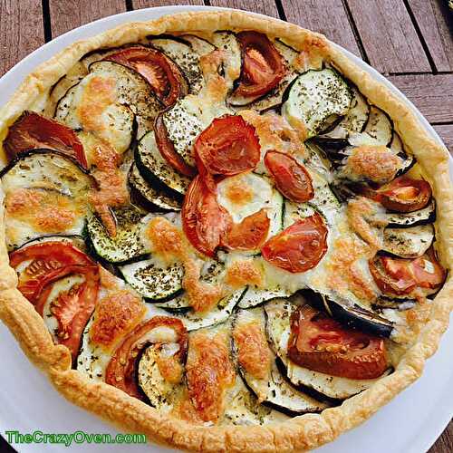 Tarte express aubergine courgette mozza