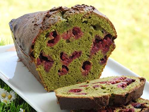 CAKE AU THE MATCHA ET A LA FRAMBOISE (thermomix)