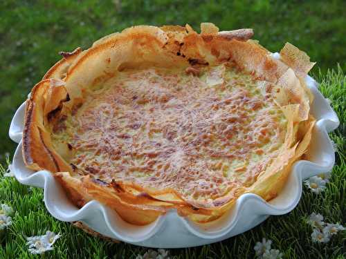 GRATIN D'OIGNONS, DE POIREAUX ET DE LARDONS EN BRICK (thermomix)