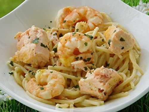 ONE POT PASTA CREVETTES SAUMON (cookéo)