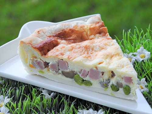 QUICHE AU JAMBON, AUX PETITS POIS ET CHAMPIGNONS (thermomix)