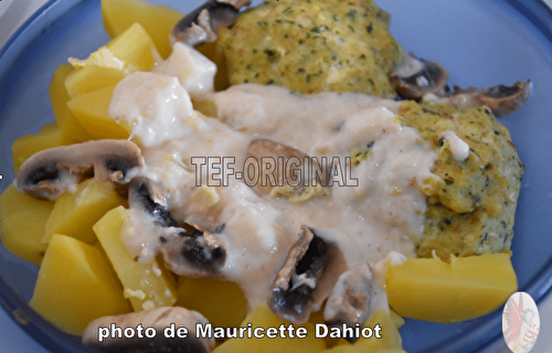 BOULETTES DE POISSON AUX CHAMPIGNONS ET POMMES VAPEUR (multi-cuisson)