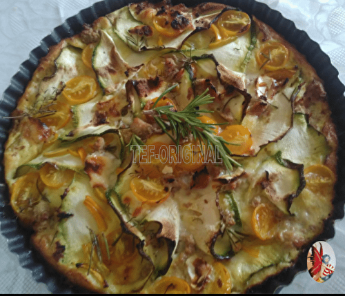 FLAN COMME UNE TARTE COURGETTES/CHÈVRE/MIEL/THON