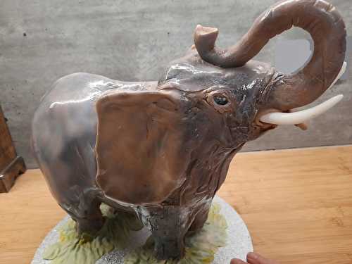 Gateau éléphant 3D génoise chocolat au thermomix