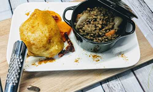 Lentilles au curry butternut et poulet au thermomix