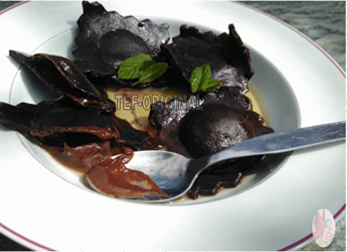 RAVIOLES AU CHOCOLAT DANS LEUR SIROP A LA MENTHE