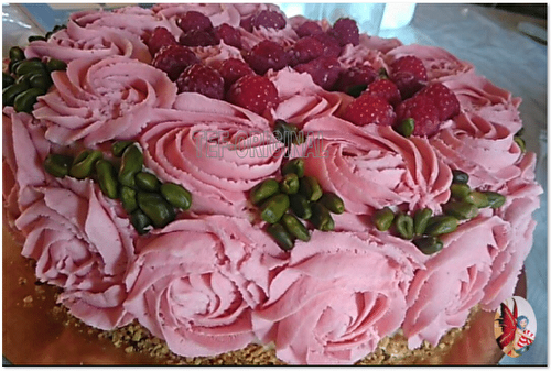 Rose-cake-edelweiss-chocolat-blanc-framboises au thermomix