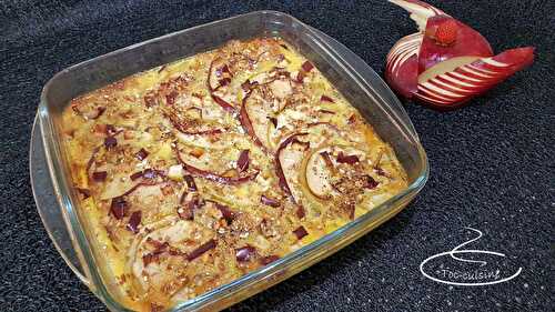 Gratin de pommes rouge et verte, pralin et absinthe