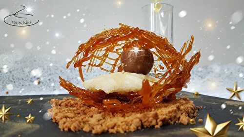 Spécial fêtes de fin d'année n°11 -  huître perlière dans son écrin d'or sur lit de spéculoos - toc-cuisine.fr