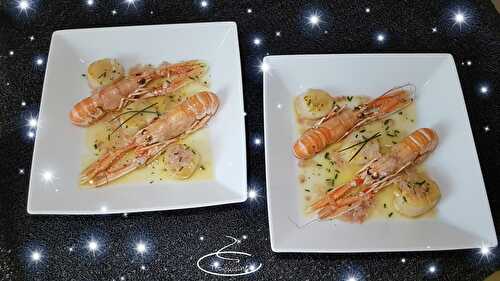 Spécial fêtes de fin d'année n°9 - Duo de Saint-Jacques et langoustines à la sauce citron gingembre - toc-cuisine.fr